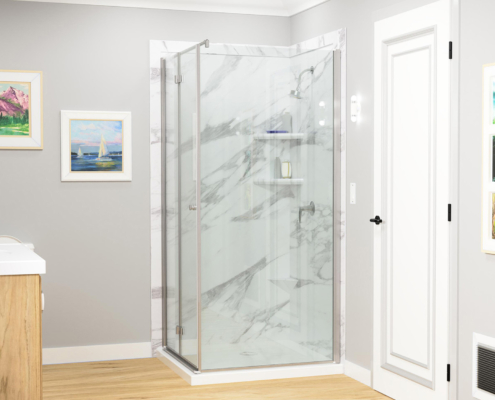 3d model of shower walls covered in marble siding