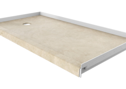 Creme Travertine 60x32 shower base with left drain